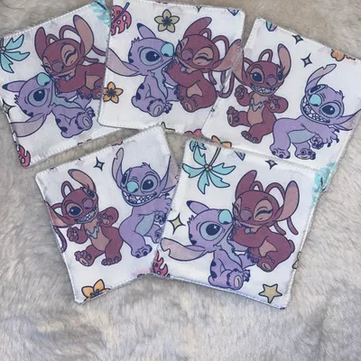 5 lingettes lavables stitch 